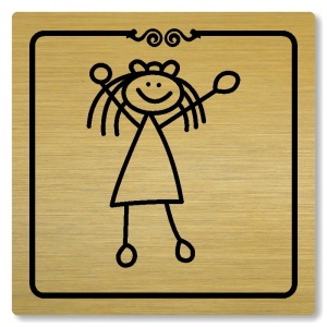 WC dívky, 100x100mm, zlatá, Texas